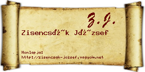 Zisencsák József névjegykártya
